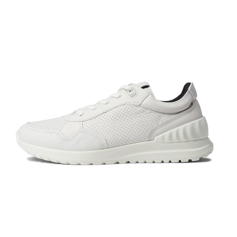 Ecco Men's Astir Lite Lace Up Leather Sneaker Fluidform Comfort Footbed White - Picture 2 of 8